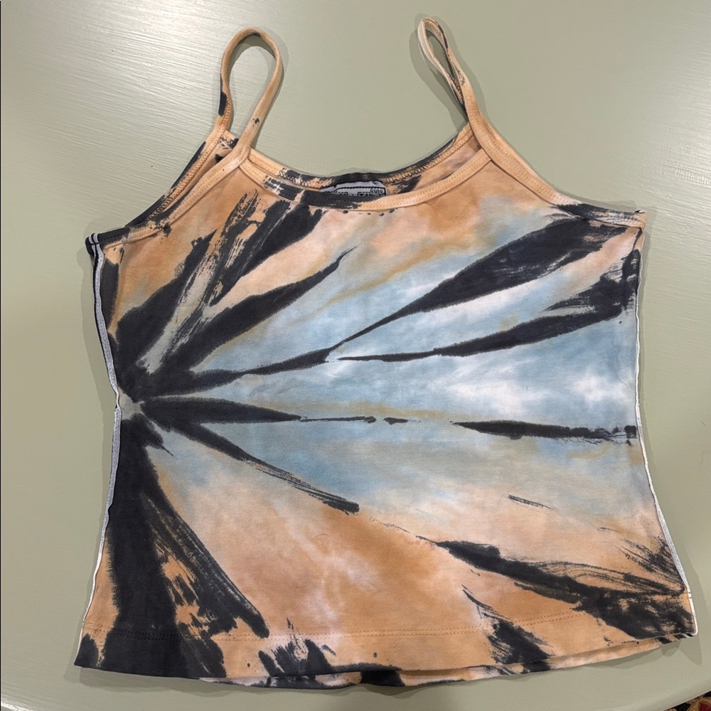Hard Tail Vintage Side Stripe Bound Black and Tan Tie-Dye Tank